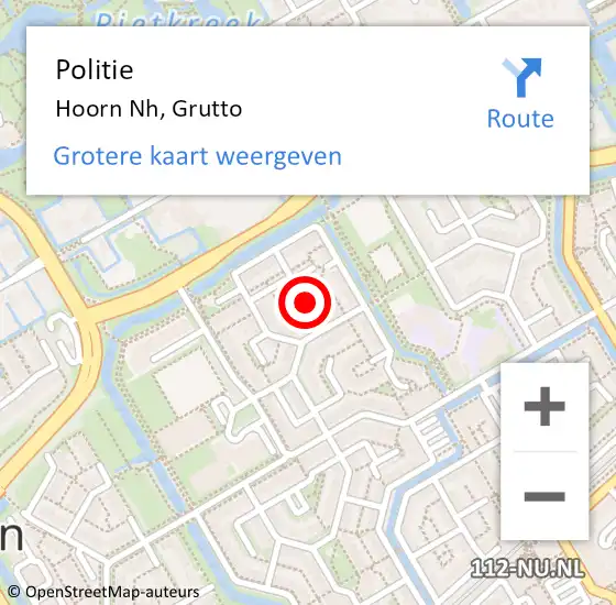 Locatie op kaart van de 112 melding: Politie Hoorn Nh, Grutto op 23 april 2017 15:45