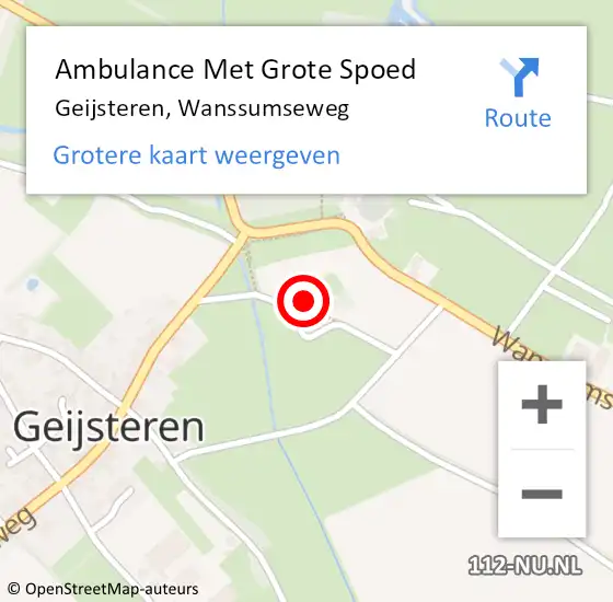 Locatie op kaart van de 112 melding: Ambulance Met Grote Spoed Naar Geijsteren, Wanssumseweg op 23 april 2017 16:12