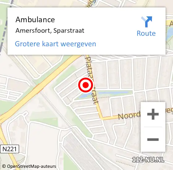 Locatie op kaart van de 112 melding: Ambulance Amersfoort, Sparstraat op 23 april 2017 16:35