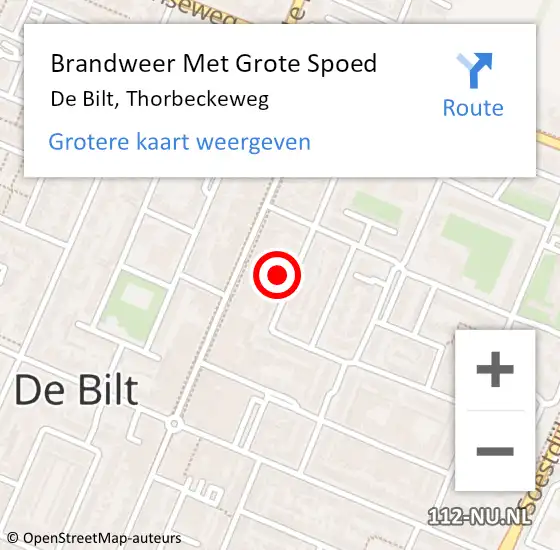 Locatie op kaart van de 112 melding: Brandweer Met Grote Spoed Naar De Bilt, Thorbeckeweg op 23 april 2017 16:35