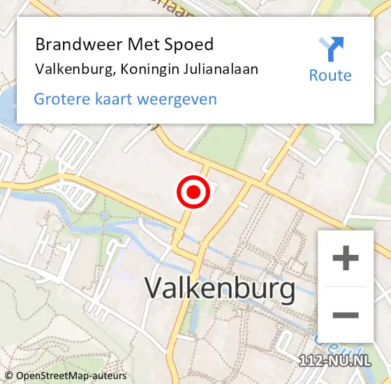 Locatie op kaart van de 112 melding: Brandweer Met Spoed Naar Valkenburg, Koningin Julianalaan op 23 april 2017 17:04