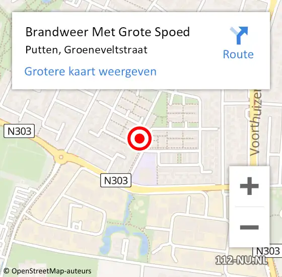 Locatie op kaart van de 112 melding: Brandweer Met Grote Spoed Naar Putten, Groeneveltstraat op 23 april 2017 17:07