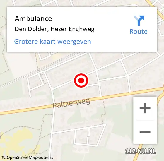 Locatie op kaart van de 112 melding: Ambulance Den Dolder, Hezer Enghweg op 18 januari 2014 02:31