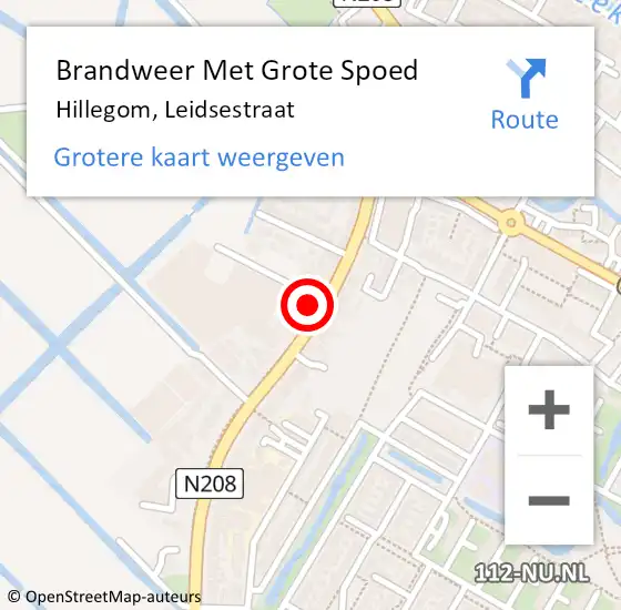 Locatie op kaart van de 112 melding: Brandweer Met Grote Spoed Naar Hillegom, Leidsestraat op 23 april 2017 17:15