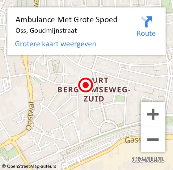 Locatie op kaart van de 112 melding: Ambulance Met Grote Spoed Naar Oss, Goudmijnstraat op 23 april 2017 17:55