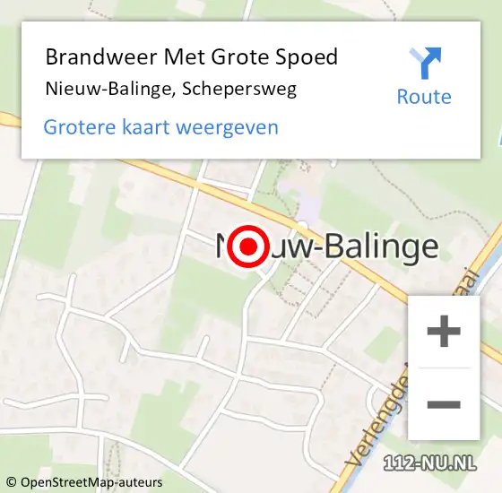 Locatie op kaart van de 112 melding: Brandweer Met Grote Spoed Naar Nieuw-Balinge, Schepersweg op 23 april 2017 18:01