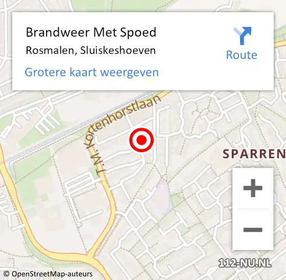 Locatie op kaart van de 112 melding: Brandweer Met Spoed Naar Rosmalen, Sluiskeshoeven op 23 april 2017 18:34