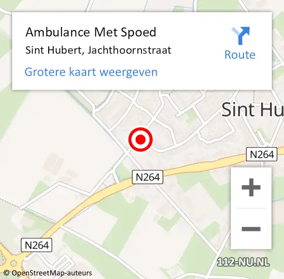 Locatie op kaart van de 112 melding: Ambulance Met Spoed Naar Sint Hubert, Jachthoornstraat op 23 april 2017 18:49