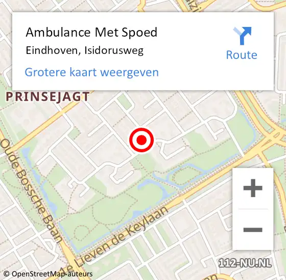 Locatie op kaart van de 112 melding: Ambulance Met Spoed Naar Eindhoven, Isidorusweg op 23 april 2017 18:50