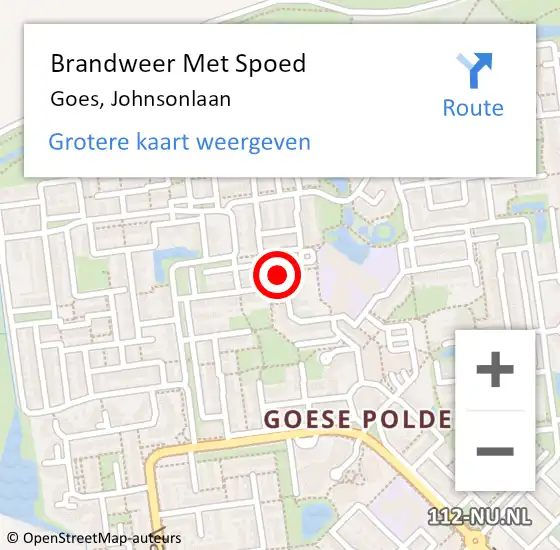 Locatie op kaart van de 112 melding: Brandweer Met Spoed Naar Goes, Johnsonlaan op 23 april 2017 18:55