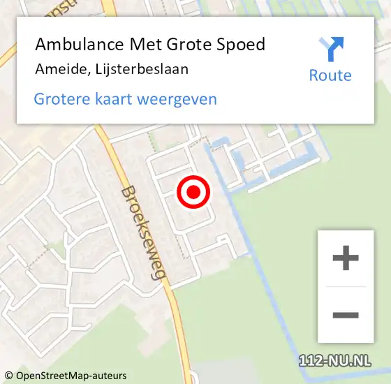 Locatie op kaart van de 112 melding: Ambulance Met Grote Spoed Naar Ameide, Lijsterbeslaan op 23 april 2017 20:54