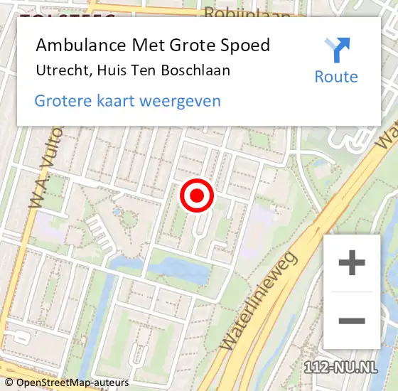 Locatie op kaart van de 112 melding: Ambulance Met Grote Spoed Naar Utrecht, Huis Ten Boschlaan op 23 april 2017 21:35