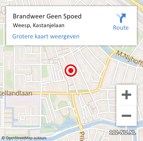 Locatie op kaart van de 112 melding: Brandweer Geen Spoed Naar Weesp, Kastanjelaan op 23 april 2017 21:35