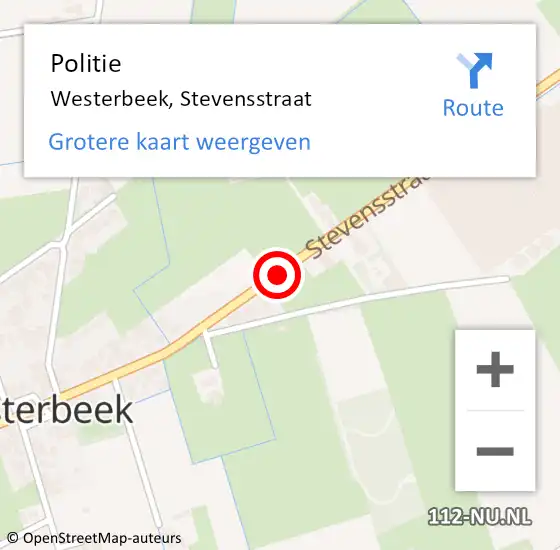 Locatie op kaart van de 112 melding: Politie Westerbeek, Stevensstraat op 18 januari 2014 03:46