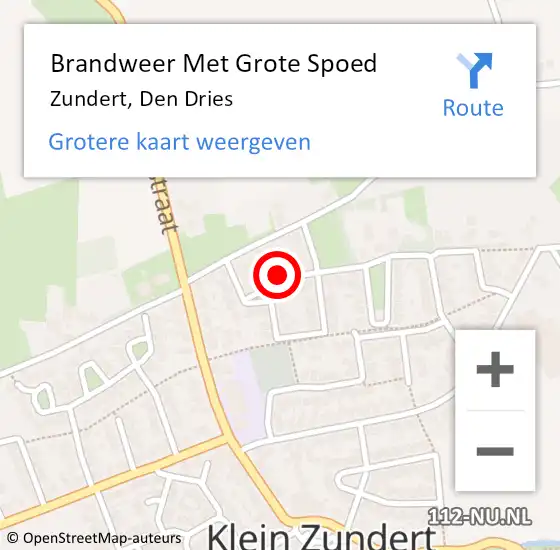 Locatie op kaart van de 112 melding: Brandweer Met Grote Spoed Naar Zundert, Den Dries op 23 april 2017 22:53