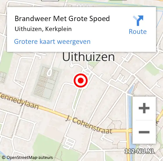 Locatie op kaart van de 112 melding: Brandweer Met Grote Spoed Naar Uithuizen, Kerkplein op 24 april 2017 00:07