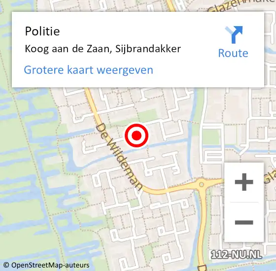 Locatie op kaart van de 112 melding: Politie Koog aan de Zaan, Sijbrandakker op 24 april 2017 00:54