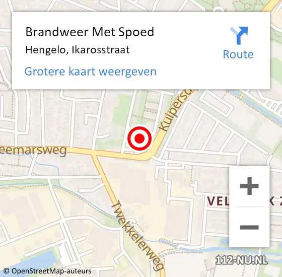 Locatie op kaart van de 112 melding: Brandweer Met Spoed Naar Hengelo, Ikarosstraat op 24 april 2017 00:59