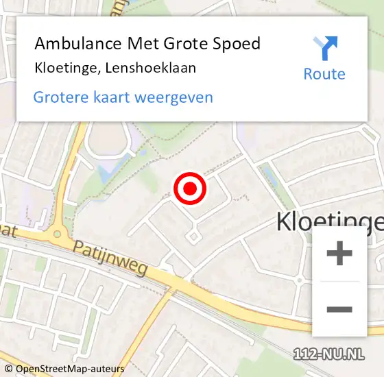 Locatie op kaart van de 112 melding: Ambulance Met Grote Spoed Naar Kloetinge, Lenshoeklaan op 24 april 2017 01:28