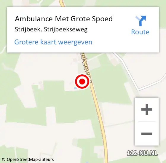 Locatie op kaart van de 112 melding: Ambulance Met Grote Spoed Naar Strijbeek, Strijbeekseweg op 24 april 2017 02:55