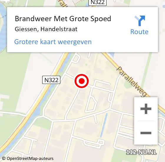 Locatie op kaart van de 112 melding: Brandweer Met Grote Spoed Naar Giessen, Handelstraat op 24 april 2017 06:05