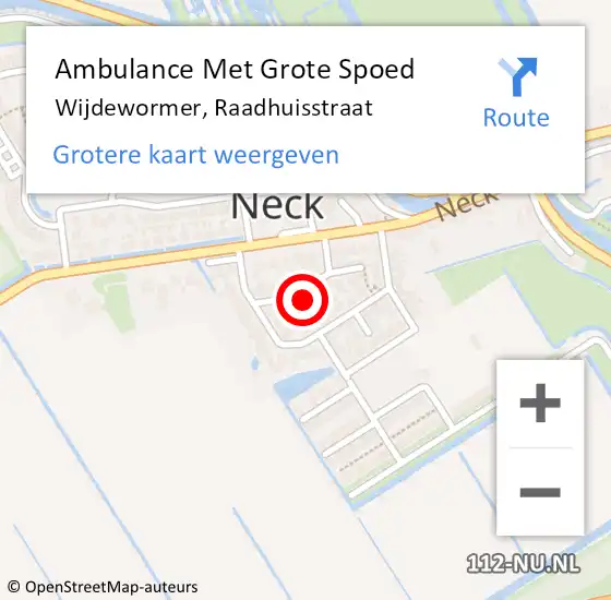 Locatie op kaart van de 112 melding: Ambulance Met Grote Spoed Naar Wijdewormer, Raadhuisstraat op 24 april 2017 07:19