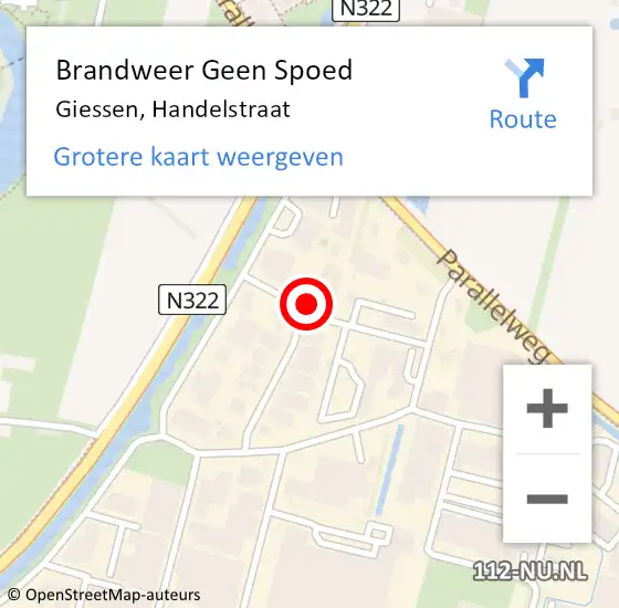 Locatie op kaart van de 112 melding: Brandweer Geen Spoed Naar Giessen, Handelstraat op 24 april 2017 07:31