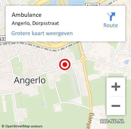 Locatie op kaart van de 112 melding: Ambulance Angerlo, Dorpsstraat op 24 april 2017 08:26