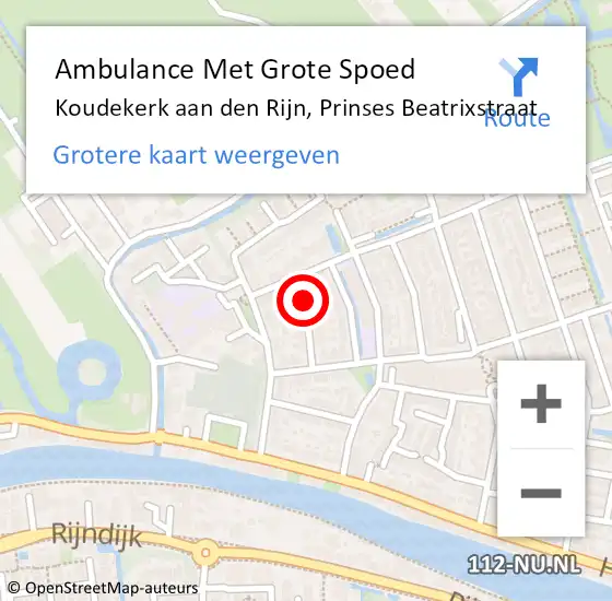 Locatie op kaart van de 112 melding: Ambulance Met Grote Spoed Naar Koudekerk aan den Rijn, Prinses Beatrixstraat op 24 april 2017 09:45