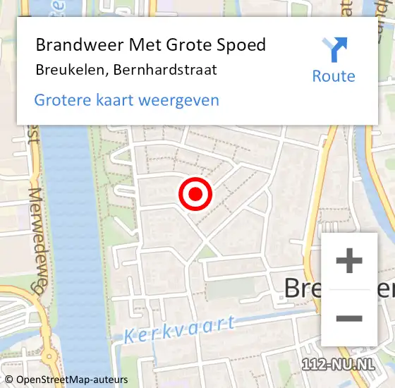 Locatie op kaart van de 112 melding: Brandweer Met Grote Spoed Naar Breukelen, Bernhardstraat op 24 april 2017 09:56