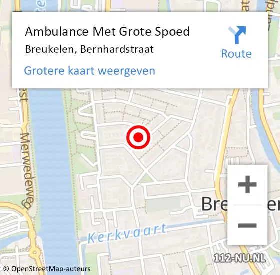 Locatie op kaart van de 112 melding: Ambulance Met Grote Spoed Naar Breukelen, Bernhardstraat op 24 april 2017 09:59