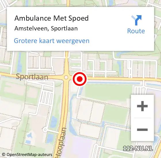 Locatie op kaart van de 112 melding: Ambulance Met Spoed Naar Amstelveen, Sportlaan op 24 april 2017 10:14
