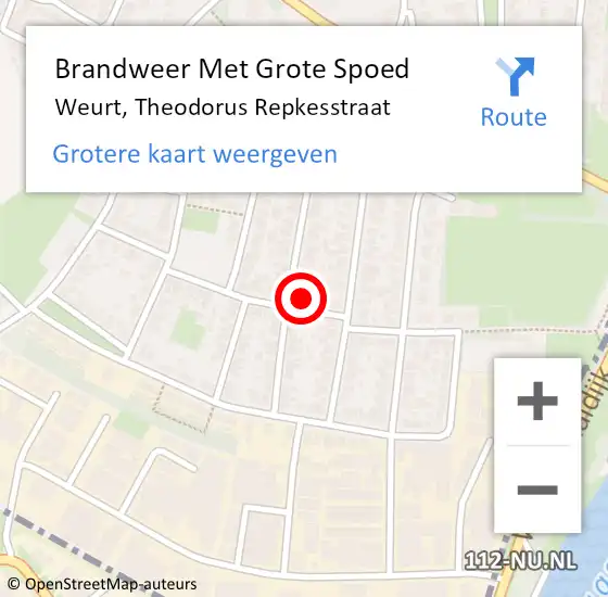 Locatie op kaart van de 112 melding: Brandweer Met Grote Spoed Naar Weurt, Theodorus Repkesstraat op 24 april 2017 10:14