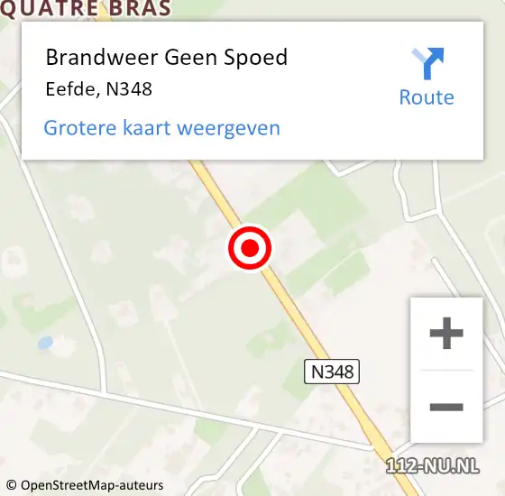 Locatie op kaart van de 112 melding: Brandweer Geen Spoed Naar Eefde, N348 op 24 april 2017 10:15