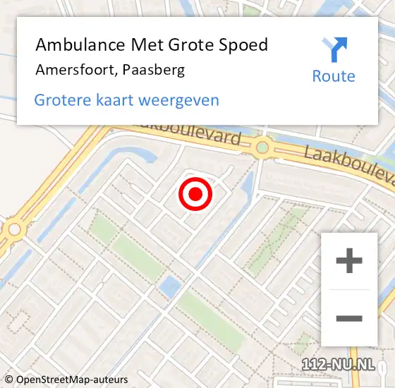 Locatie op kaart van de 112 melding: Ambulance Met Grote Spoed Naar Amersfoort, Paasberg op 24 april 2017 10:56