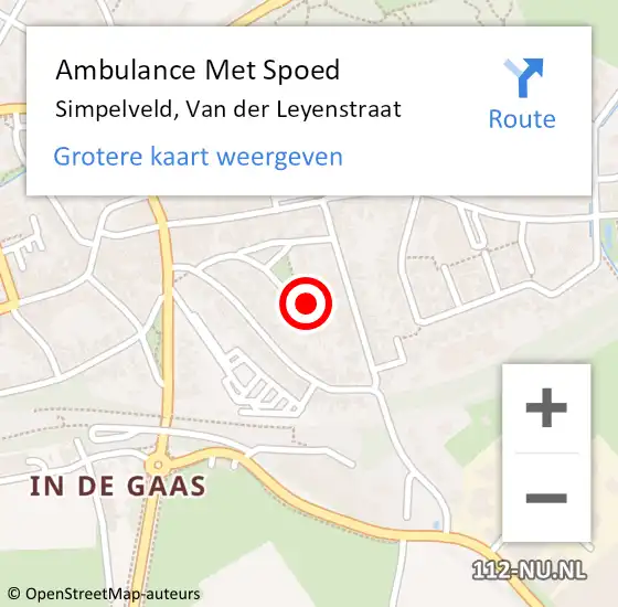 Locatie op kaart van de 112 melding: Ambulance Met Spoed Naar Simpelveld, Van der Leyenstraat op 18 januari 2014 08:52