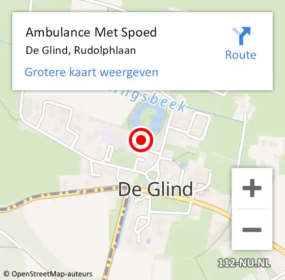 Locatie op kaart van de 112 melding: Ambulance Met Spoed Naar De Glind, Rudolphlaan op 24 april 2017 12:39