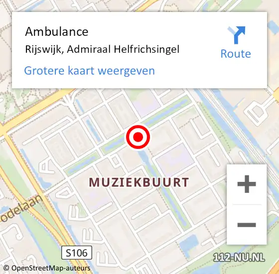 Locatie op kaart van de 112 melding: Ambulance Rijswijk, Admiraal Helfrichsingel op 24 april 2017 13:15