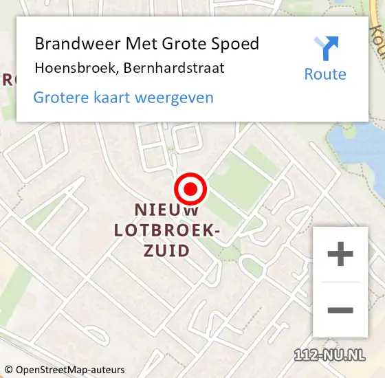 Locatie op kaart van de 112 melding: Brandweer Met Grote Spoed Naar Hoensbroek, Bernhardstraat op 24 april 2017 13:45