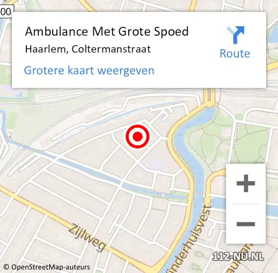 Locatie op kaart van de 112 melding: Ambulance Met Grote Spoed Naar Haarlem, Coltermanstraat op 18 januari 2014 09:25