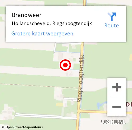 Locatie op kaart van de 112 melding: Brandweer Hollandscheveld, Riegshoogtendijk op 24 april 2017 14:53