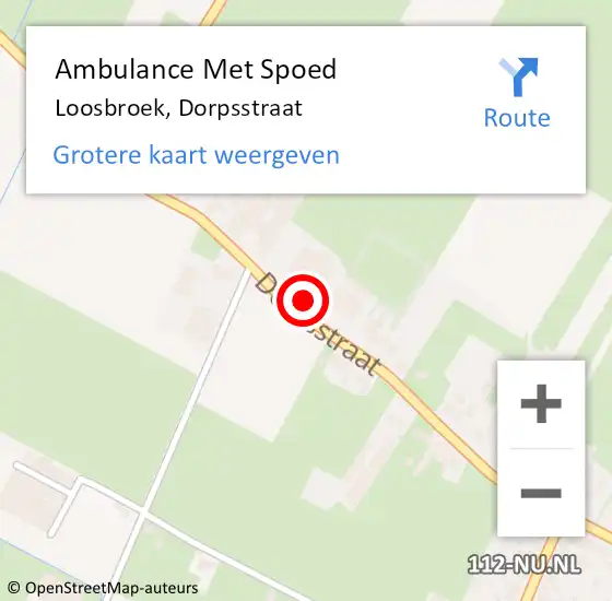 Locatie op kaart van de 112 melding: Ambulance Met Spoed Naar Loosbroek, Dorpsstraat op 24 april 2017 15:39