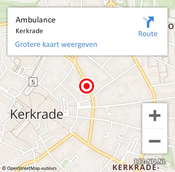 Locatie op kaart van de 112 melding: Ambulance Kerkrade op 24 april 2017 15:43