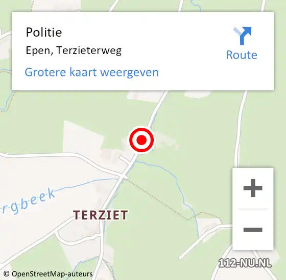 Locatie op kaart van de 112 melding: Politie Epen, Terzieterweg op 24 april 2017 16:10