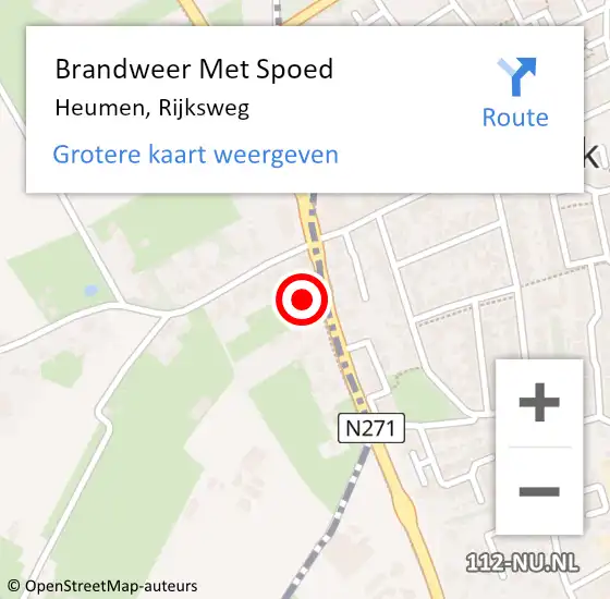 Locatie op kaart van de 112 melding: Brandweer Met Spoed Naar Heumen, Rijksweg op 24 april 2017 16:14