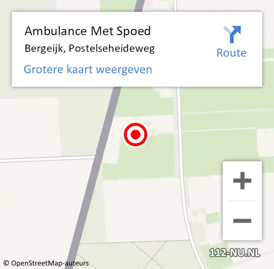 Locatie op kaart van de 112 melding: Ambulance Met Spoed Naar Bergeijk, Postelseheideweg op 24 april 2017 16:56