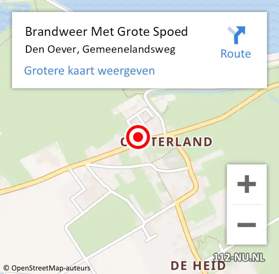 Locatie op kaart van de 112 melding: Brandweer Met Grote Spoed Naar Den Oever, Gemeenelandsweg op 24 april 2017 17:15