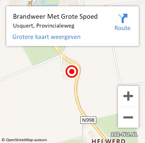 Locatie op kaart van de 112 melding: Brandweer Met Grote Spoed Naar Usquert, Provincialeweg op 24 april 2017 17:22