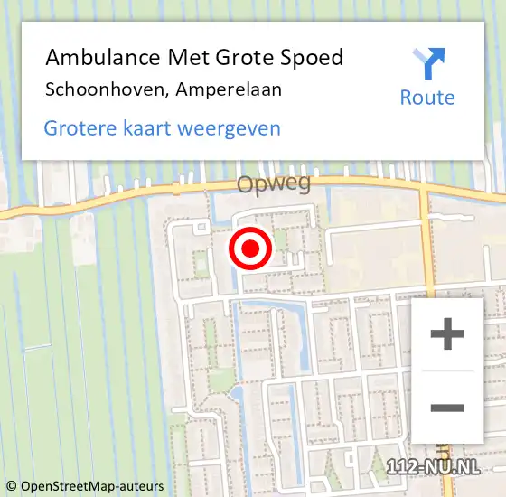 Locatie op kaart van de 112 melding: Ambulance Met Grote Spoed Naar Schoonhoven, Amperelaan op 24 april 2017 17:23