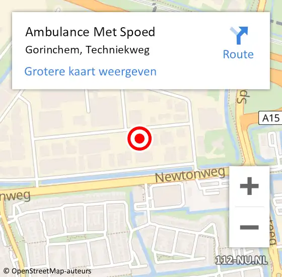 Locatie op kaart van de 112 melding: Ambulance Met Spoed Naar Gorinchem, Techniekweg op 24 april 2017 17:34